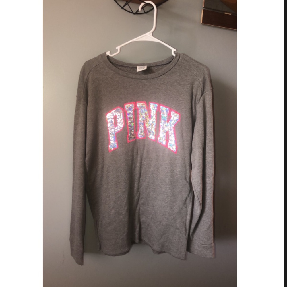 Gray PINK crew neck